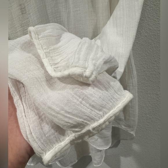 NWT Current/Elliott The Picnic Shirt Sugar Crochet White Boho Gauzy Blouse 2 - Picture 10 of 16
